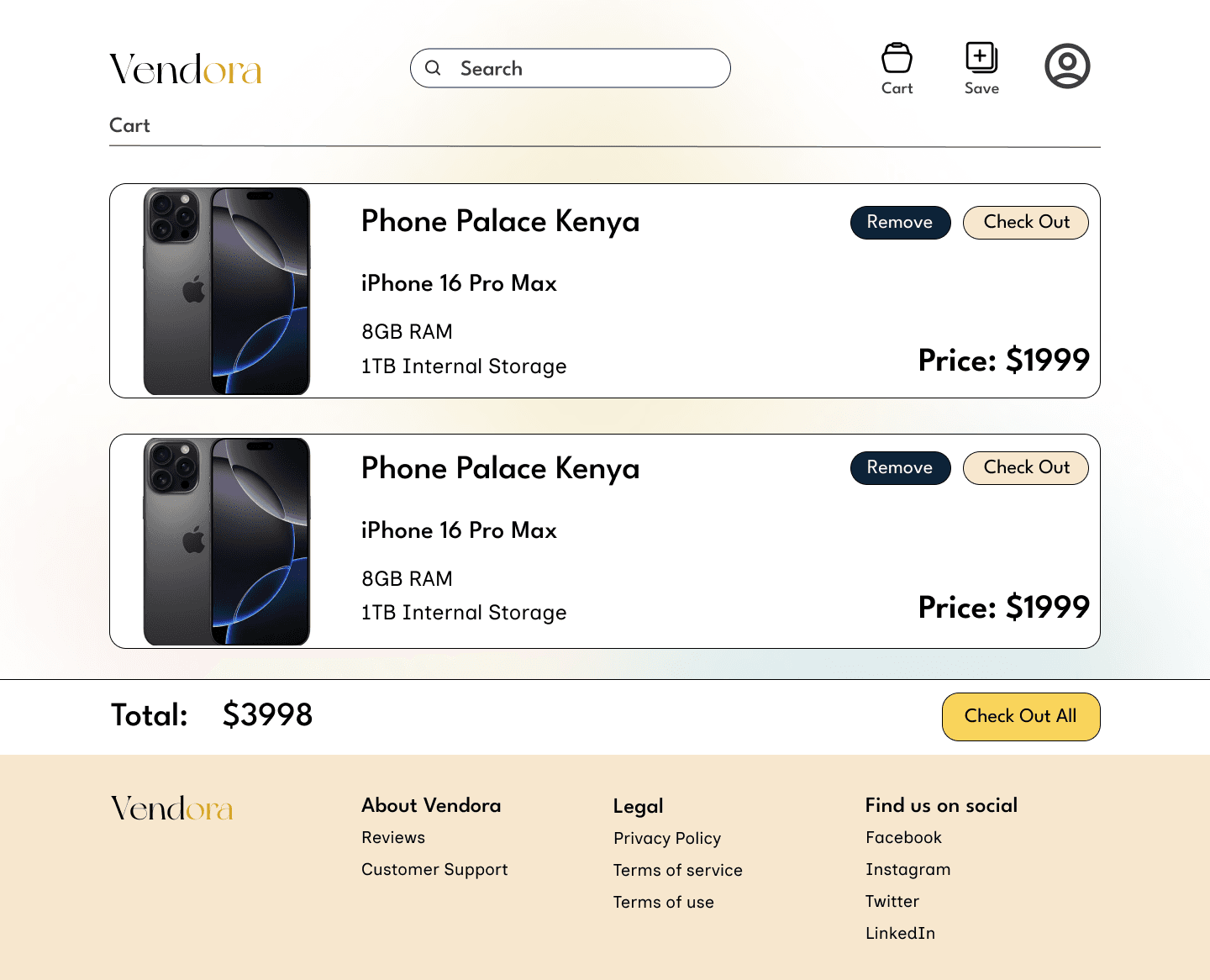 Vendora Product Page